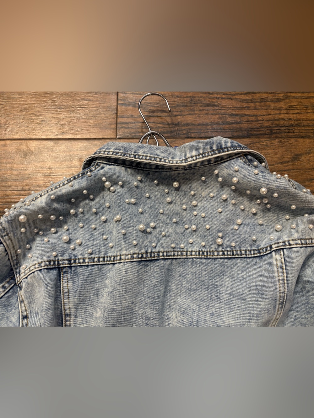 Pearl Embellished Jean Jacket
(light denim color) - Picture 5 of 5
